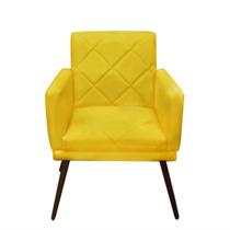 Poltrona Mai Decorativa Escritório Casa Recepção Suede Amarelo