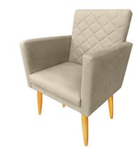 Poltrona Maitê Suede Bege pés palito decorativa