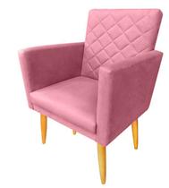Poltrona Maitê Suede Rosa pés palito