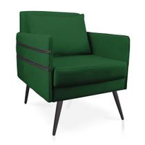 Poltrona Mari Suede com Tira Corano Preto Pés Palito de Ferro Preto - D'Rossi D03 - D'Rossi