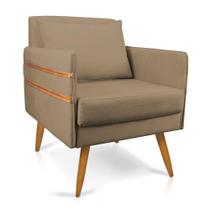 Poltrona Mari Suede Pés Palito Castanho D'Rossi Marrom Rato Poltrona Mari Suede Pés Palito Castanho D'Rossi Marrom Rato