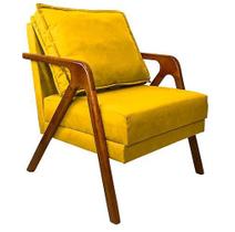 Poltrona Marilia Sala De Estar Suede Amarelo - Hellen Decor Poltrona Marilia Sala De Estar Suede Amarelo - Hellen Decor