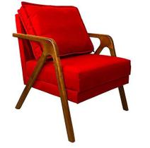 Poltrona Marilia Sala De Estar Suede Vermelho - Hellen Decor