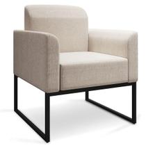 Poltrona Marisa Linho Base Industrial Metálica Preto - D'rossi Cor A27 Areia