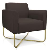 Poltrona Marisa Suede Base X Industrial Dourada Marrom Poltrona Marisa Suede Base X Industrial Dourada Marrom