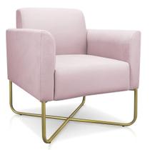 Poltrona Marisa Suede Base X Industrial Dourado Rosa Bebê Poltrona Marisa Suede Base X Industrial Dourado Rosa Bebê