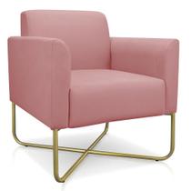 Poltrona Marisa Suede Rose Base X Industrial Dourada Drossi