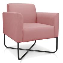 Poltrona Marisa Suede Rose Base X Industrial Preta Drossi