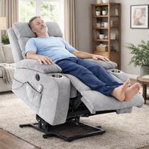 Poltrona Massagem Reclinável com Elevação Elétrica Aurora Linho Soft C01 - D Rossi Poltrona Massagem Reclinável com Elevação Elétrica Aurora Linho Soft C01 - D Rossi