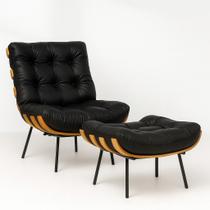 Poltrona material sintético Com Braço + Puff Fixa Base Reforçada Poltrona material sintético Com Braço + Puff Fixa Base Reforçada