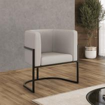 Poltrona material sintético Decorativa Lua Recepção Base Ferro Black