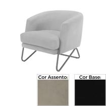 Poltrona MH-3788 Herval Base Metal Laca Fosca Preto Metalizado Assento Estofado Bege C