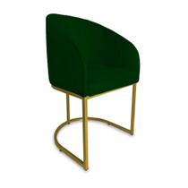 Poltrona Mia Suede Verde Base Metálica Dourada - Vallisa Decor