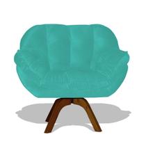 Poltrona Miami Base Giratória Decorativa - Azul Turquesa Divini Decor Poltrona Miami Base Giratória Decorativa - Azul Turquesa Divini Decor