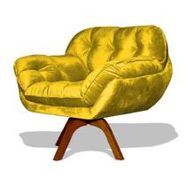 Poltrona Miami Base Giratória Decorativa Suede Amarelo - Hellen Decor Poltrona Miami Base Giratória Decorativa Suede Amarelo - Hellen Decor