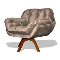 Poltrona Miami Base Giratória Decorativa Suede Bege - Hellen Decor