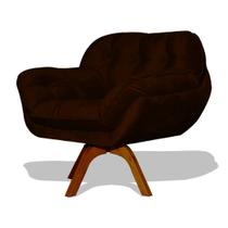 Poltrona Miami Base Giratória Decorativa Suede Marrom - Hellen Decor