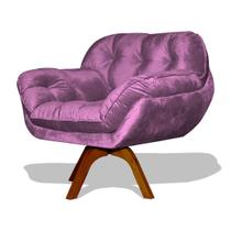 Poltrona Miami Base Giratória Decorativa Suede Rose - Hellen Decor
