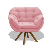 Poltrona Miami Cadeira Base Giratória Salão Escritorio Consultório Amamentação Decoração Suede Veludo Rosa