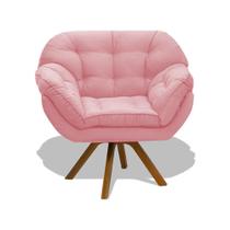 Poltrona Miami Cadeira Robusta Base Giratória Fibra Silicone Sala De Estar Clínica Recepção Quarto Veludo Rosa