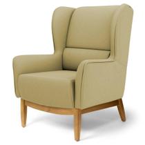 Poltrona Milena Base De Madeira Corano Bege Escuro C-19