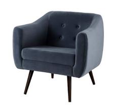 Poltrona Mimo Retro Veludo Azul Marinho Base Preta 80cm - 62038