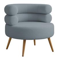 Poltrona Minimalista Mabel Pés Palito Castanho Bouclé Azul Claro - Nexta Casa Poltrona Minimalista Mabel Pés Palito Castanho Bouclé Azul Claro - Nexta Casa