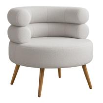 Poltrona Minimalista Mabel Pés Palito Castanho Bouclé Cinza Claro - Nexta Casa Poltrona Minimalista Mabel Pés Palito Castanho Bouclé Cinza Claro - Nexta Casa
