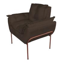 Poltrona Moderna Base Cobre Suede Marrom - Belliv Decor