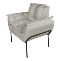 Poltrona Moderna Base Preta Suede Bege - Vallisa Decor Poltrona Moderna Base Preta Suede Bege - Vallisa Decor