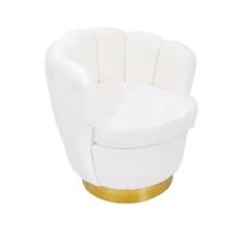 Poltrona Moderna Clean Tecido Teddy Branco Base Metal Luxo