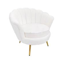 Poltrona Moderna Clean Tecido Teddy Branco Pés Luxo