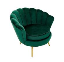 Poltrona Moderna Clean Tecido Velvet Verde Pés Dourado Luxo