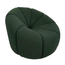 Poltrona Moderna Estofado Aveludado Verde Oliva Estilo Puff