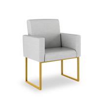 Poltrona Moderna/Executiva Linho 3 Cores- Base Ferro Dourado