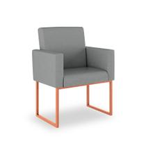 Poltrona Moderna Linho 3 Cores- Base de Ferro Rose