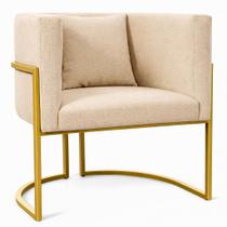 Poltrona Moderna Sala Base Dourada Design Luxo Luna Suede Cor:Suede Bege Poltrona Moderna Sala Base Dourada Design Luxo Luna Suede Cor:Suede Bege