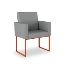 Poltrona Moderna Tecido Linho cor Bege - Base de Ferro Cobre 1