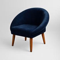 Poltrona Moderna Tecido Veludo para Sala de Jantar Pés de Madeira Reforçado