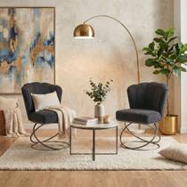 Poltrona Moderno Luxo com Base Aço Veludo Confortável Preto Mobília Decor