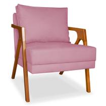 Poltrona mona estofada decorativa luxo em veludo rosa