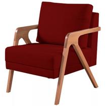 Poltrona Mona Madeira Maciça Suede Marsala Kimi Design