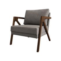 Poltrona Mona Monique Luxo Base Madeira Maciça Mel Linho Grafite