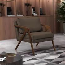 Poltrona Mona Monique Luxo Base Madeira Maciça Mel Veludo Marrom