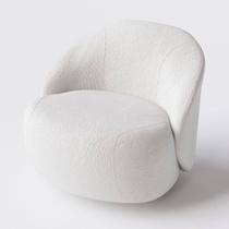 Poltrona Mônaco com base Giratória em Boucle Branco Cru - Home Mobily