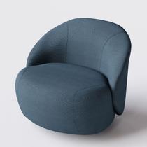 Poltrona Mônaco com Base Giratória em Linho Azul - Home Mobily