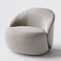 Poltrona Mônaco com Base Giratória em Linho Cinza Amarronzado - Home Mobily