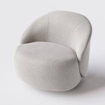 Poltrona Mônaco com Base Giratória em Linho Cinza Médio - Home Mobily