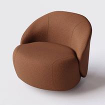 Poltrona Mônaco com Base Giratória em Linho Terracota - Home Mobily