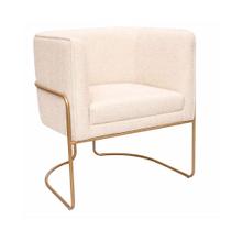 Poltrona Mono Base Aço Ouro Bouclé Off White - Sallar Home Poltrona Mono Base Aço Ouro Bouclé Off White - Sallar Home